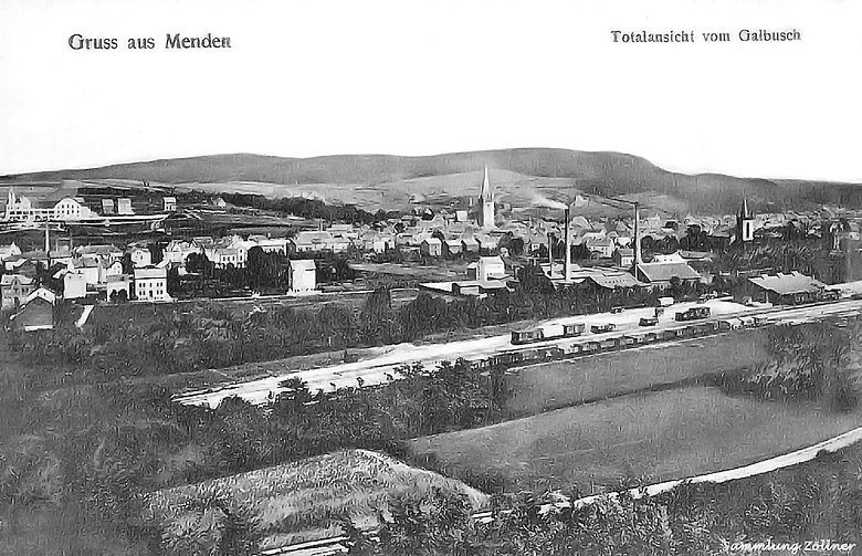 Güterbahnhof Menden etwa 1910 vom Galbusch aus